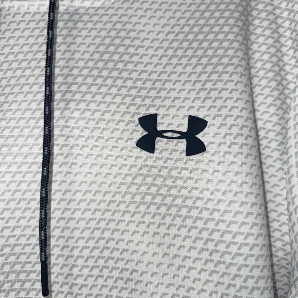 Under Armour White Grey Geometric Pattern Hoodie Mens Large - Picture 2 of 4